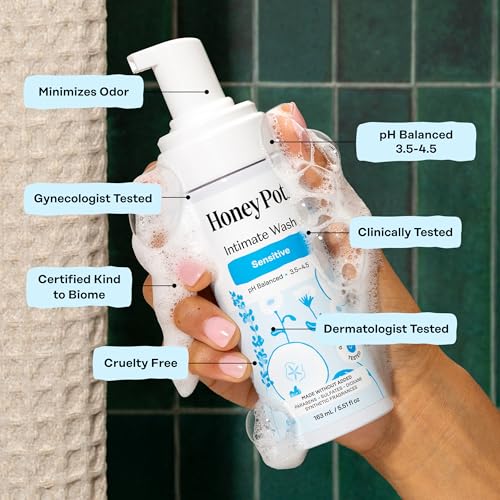 The Honey Pot Company - Feminine Wash - Sensitive - pH Balanced, Herbal Infused Plant-Based Feminine Care for Sensitive Skin - Daily Intimate Cleanser for Women - 5.51 Fl Oz
