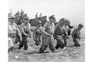 VICTORIA New 8x10 World War II Photo: Douglas MacArthur Wades to Leyte Shore