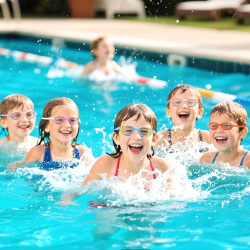 Ambienden Swimming Goggles for Children, HD 180° Wide Angle Vision Swimming Goggles for 3-14 Years, Anti-fog, UV Protection, Quick Fit, Silicone Seal for No Leaks, Swimming Goggles Unisex