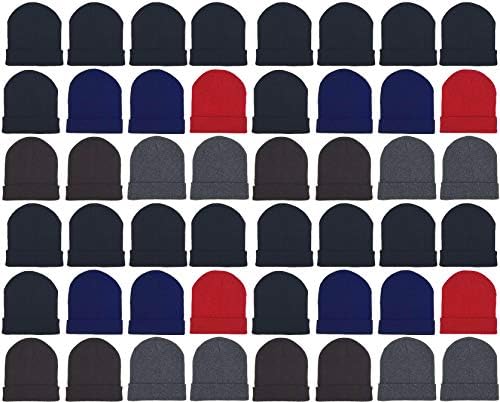 48 Pack Winter Beanies, Wholesale Bulk 