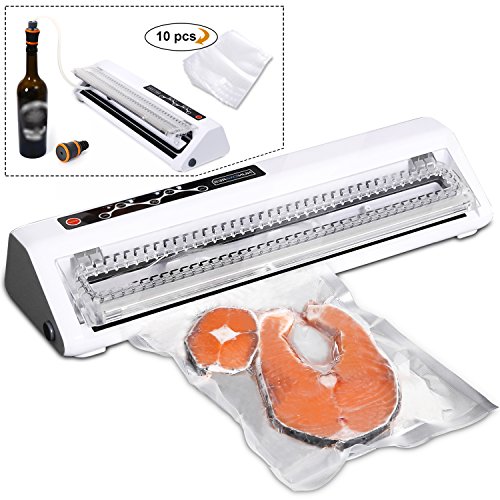 Vacuum Sealer (Upgraded Commercial Vacuum Air Sealing System for Food Preservation) Automatic Sous Vide Vacuum Sealer Machine with Starter Kit (Free Sealing Bag/Pumping Hose/Bottle Stopper)