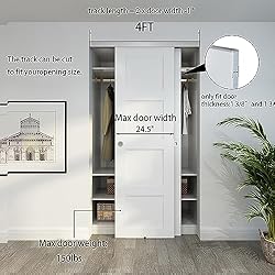 JUBEST Bypass Sliding Door Hardware 48", Aluminum