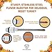 Turkey Baster - Stainless Steel with FREE Baster Syringe Injector & Cleaning Brush. Heat Resistant Silicone Bulb