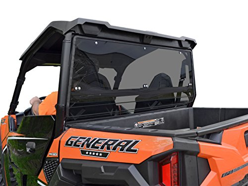 SuperATV Heavy Duty Dark Tint Non-Scratch Resistant Polycarbaonate Rear Windshield for Polaris General 1000 / General 4 Seater (2016+)