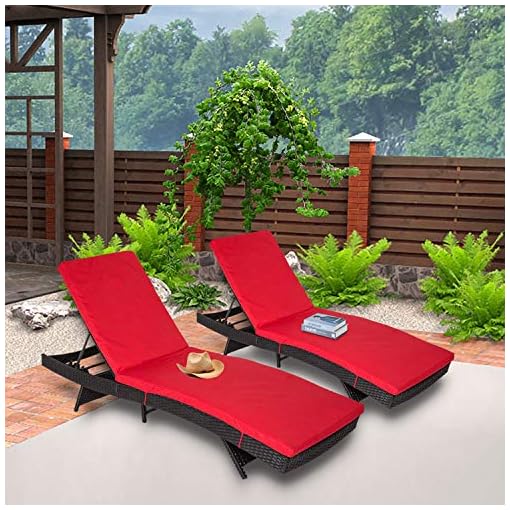 Kinbor 2 Pack All Weather Outdoor Patio Adjustable Backrest Lounge Chairs Furniture Pe Wicker Chaise Lounge With Removable Cushions Beachfront Decor