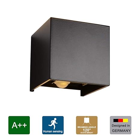 Klighten LED Wandbeleuchtung mit Bewegungsmelder, IP65 Wasserdicht Einstellbare Lichtstrahl Design Außen Wandlampe, 12W Warmw