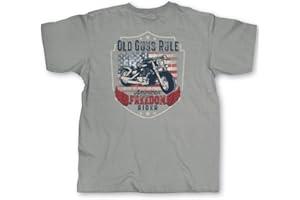 OLD GUYS RULE Men's Graphic T-Shirt, Freedom Rider - 4th of July, Memorial Day, Veteran's Day - USA Patriotic Tee for Bikers