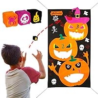 Joy&Leo Halloween Pumpkin Bean Bag Toss Game Sets, Easy to Set Up and Store, with 1 Gift Bag and 3 Different Bean Bags, Halloween Party Games for Toddlers Kids Teens Students and School