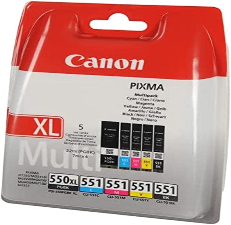 Canon PGI 550XL Black + CLI 551 4 Color Ink Cartridge Pack
