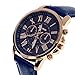 Womens Quartz Watches,COOKI 9298 Unique Analog Fashion Clearance Lady Watches Female watches on Sale Casual Wrist Watches for Women,Round Dial Case Comfortable Faux Leather-H13,Dark Blue