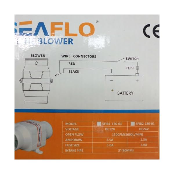 SEAFLO-3-In-Line-Blower-Bilge-12V-wQuiet-Operation-Low-Amp-Draw