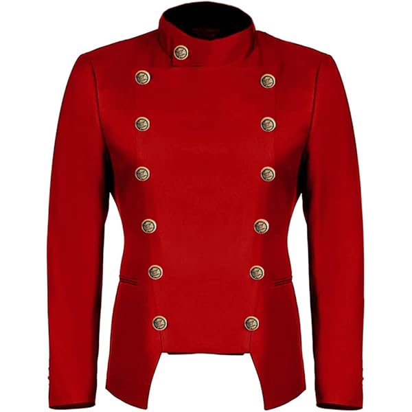 Men's Stand Collar Double Breasted Blazer Solid Color Long