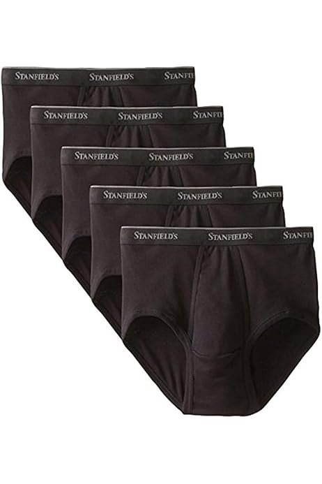 Stanfield's Men's Cotton Briefs 5-Pack - 100% Cotton Comfort In Black, Size Large