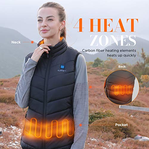 Heated Vest, IUREK ZD932 Women's Heated Vest with 10000mAh Power Bank