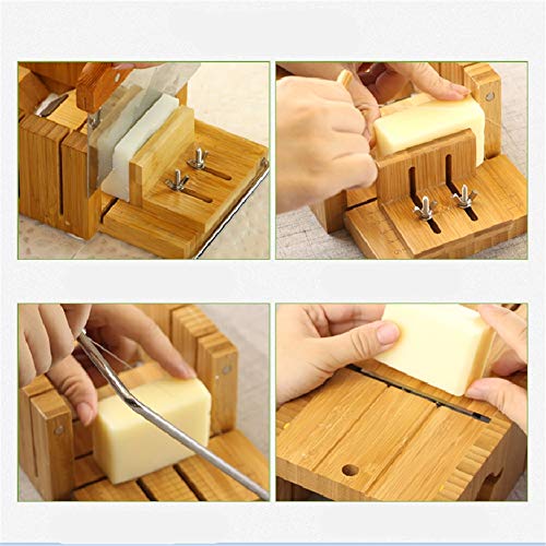 Joyeee Multi-function Adjustable Bamboo Soap Mold Handmade Loaf Cutter Mold + Beveler Planer Wire Slicer for Making Loaf Cake Soap Cheese DIY Cutting Making, Cutter Peeler Slicer Home Tool Set