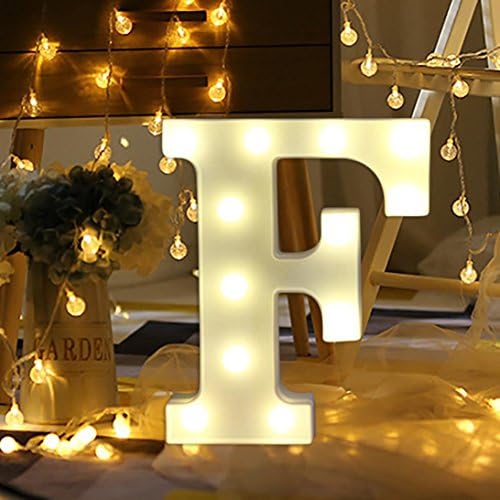 Vacally LED light，Alphabet Letter Lights LED Light Up White Plastic Letters Standing Hanging A -Z & Wedding Birthday Decorate