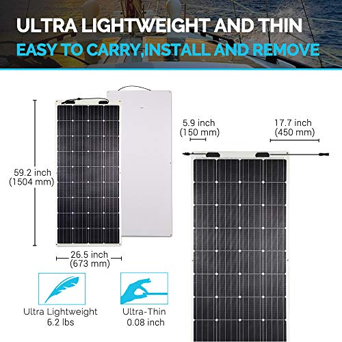 Renogy 160 Watt 12 Volt Extremely Flexible Monocrystalline Solar Panel - Ultra Lightweight, Ultra Thin, Up to 248 Degree Arc, for RV, Boats, Roofs, Uneven Surfaces Renogy 160 Watt 12 Volt Extremely Flexible Monocrystalline Solar Panel - Ultra Lightweight, Ultra Thin, Up to 248 Degree Arc, for RV, Boats, Roofs, Uneven Surfaces
