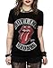 Rolling Stones Women's Tour 78 Roll Sleeve T-Shirt Medium Black