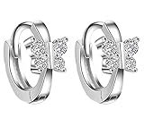 Hosaire Huggie Earrings Butterfly Hinged Small Hoop Earrings Elegant Earrings in Silver Plated