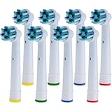 Oral B Replacement Brush Heads- Pack of 8 Crossaction Oralb Braun Generic Electric Toothbrush Heads- Cross Action Bristles Remove More Plaque & Reach Deep Within Teeth