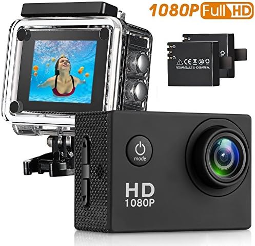 Action Camera , 96FT Waterproof Sport Camera Full HD 1080P 2.0 Inch LCD Display 140 Degree Wide Angle Lens Sport Recorder Car Camera with Outdoor Accessories