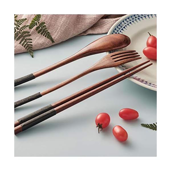 Wooden-Spoon-Fork-Chopsticks-Set-Handmade-Japanese-Style-Utensils-Elegant-Tableware-Set-for-Camping-Picnic-Office-or-Home-Black Wooden Spoon Fork Chopsticks Set Handmade Japanese Style Utensils Elegant Tableware Set for Camping, Picnic, Office or…