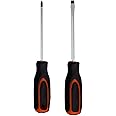 Edward Tools Harden Screwdriver Set Phillips and Flat Head - Magnetized CRV Steel Tips - Ergo Grip Handle - #2 Phillips, Slotted 1/4”