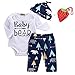 Unisex Toddler Infant Newborn Girl Boy Baby Bear Romper Pants 3pcs Outfits Set(12-18 Months, Blue)