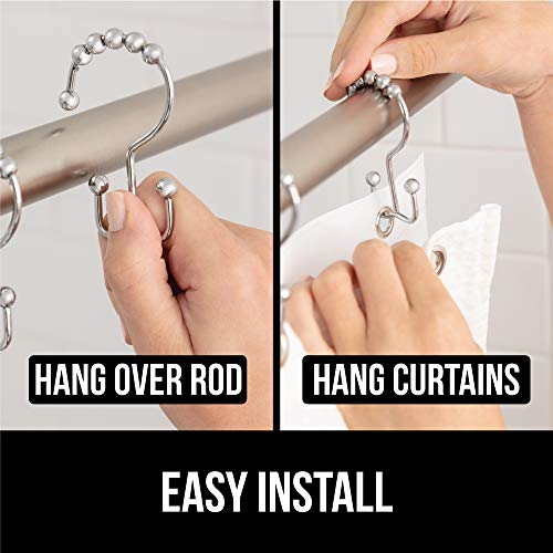 Gorilla Grip Shower Curtain Hooks, Stainless Steel Rust Resistant Easy