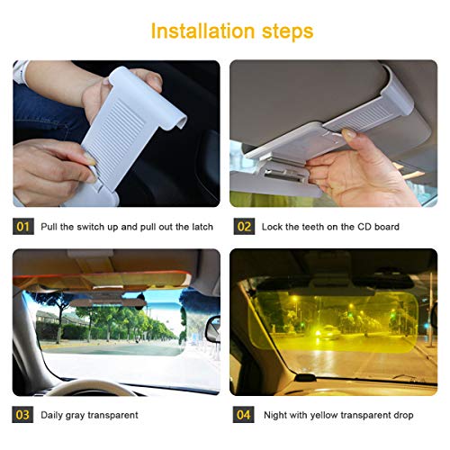 Car Anti-Glare Windshield Sun Visor Extender 2 in 1 - Day and Night Driving Visor for Protects Against UV rays Headlights Tailgates Reduces Eye Strain (Anti-glare visor)