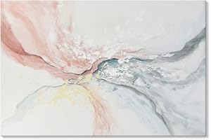 SEVEN WALL ARTS Pink Abstract Canvas Wall Art Blush Pink and Gray Hand Painted Oil Paintings Modern Water Flow Shape Artwork for Bedroom Living Room Kitchen Office Decoration 36" x 24"