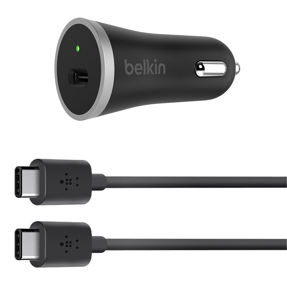 Belkin USB-C 15 W Car Charger with USB-C to USB-C Cable (USB-IF Certified), Black
