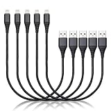 5Pack 1ft Short Charging Cable CABEPOW for Certified Close 7 inch Charger Cable/Data Sync 1 Foot Fast USB Charging Cord Compatible withX Case/8/8 Plus/7/7 Plus/6/6s /5s/5/iPad Case(Black)