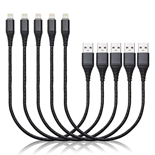 5Pack 1ft Short Charging Cable CABEPOW for Certified Close 7 inch Charger Cable/Data Sync 1 Foot Fast USB Charging Cord Compatible withX Case/8/8 Plus/7/7 Plus/6/6s /5s/5/iPad Case(Black)