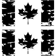 Canadian Flag Vinyl Decals - Distressed Look - ( Set of 2 | Size : 5 x 2.5 inches ) Waterproof vinyl ( Black - Red - White ) Bicycle, Bike, Car window - Boat - Car - Tailgate bumber sticker - stencil Canada Maple leaf (Black Matte) - View 7
