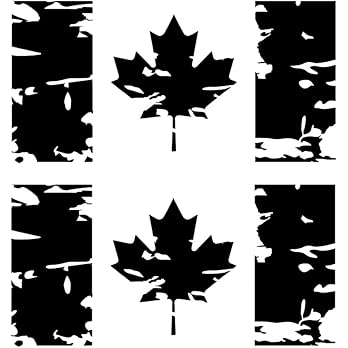 Canadian Flag Vinyl Decals - Distressed Look - ( Set of 2 | Size : 5 x 2.5 inches ) Waterproof vinyl ( Black - Red - White ) Bicycle, Bike, Car window - Boat - Car - Tailgate bumber sticker - stencil Canada Maple leaf (Black Matte) - View 8