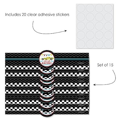 Letâ€™s Go Racing - Racecar - DIY Party Supplies - Race Car Birthday Party or Baby Shower DIY Wrapper Favors & Decorations - Set of 15