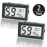 EEEKit 2-Pack Mini LCD Digital Electronic Temperature Humidity Meter Indoor Thermometer Hygrometer (Black)
