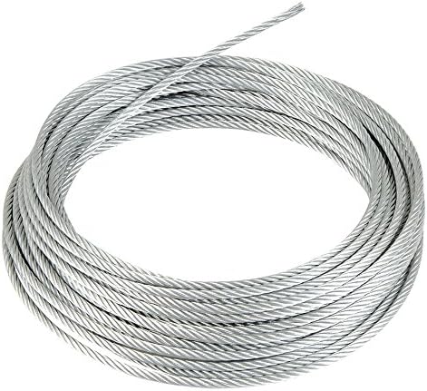 Tonxi Galvanized Steel Cable 1/8 Inch Aircraft Cable Steel Wire Rope Stainless Steel Cable For Cable Railing ,Decking, DIY Balustrade （164Feet）