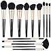 BESTOPE 14 Professional Makeup Brushes Premium Synthetic Cosmetic Brush Set Kit for Blending Foundation Powder Blush Concealer Highlighter Eyeshadows(Black Gold Luxury Series)
