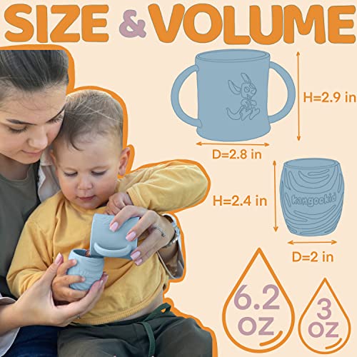 Kangookid Open Cup Set for Baby 2 Handled Open Tiny Cups for Toddlers