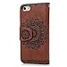 iPhone SE,iPhone 5 5S Wallet Case MOLLYCOOCLE Embossed Flower Wallet with Stand Premium PU Leather Skin Cover Magnetic Flip Folio TPU Bumper for iPhone SE 5 5S & Bling Butterfly Dust Plug,Brown