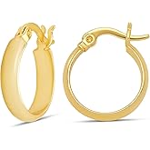 Amazon Essentials 14K Gold or Sterling Silver Plated Polished Dome Hoop