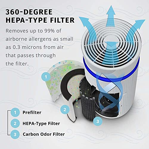 HoMedics TotalClean 3in1 HEPAType Filter Replacement for Air Purifiers, Works with HoMedics