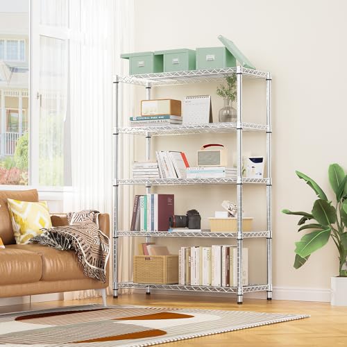 MZG – Storage Shelving 5 Tiers, Wire Organizer, Chrome