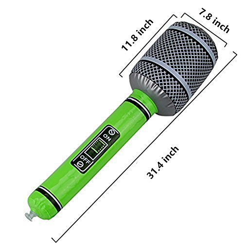 Koogel Inflatable Rock Star Toy Set, 6pcs 36\'\' Electric Guitar,4pcs 31\'\' Microphones,1pcs 17\'\' Inflatable Boom Box Radio for Party Decorations.