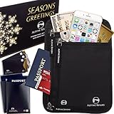 Neck Wallet Travel Pouch & Passport Holder RFID Blocking + 5 Extra Bonus Sleeves