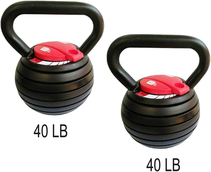 Anbo 40LB Adjustable Kettlebells with Handle, Kettle Bell Weights Set Strength Training Exercise Lifting Workout (2 Pack)