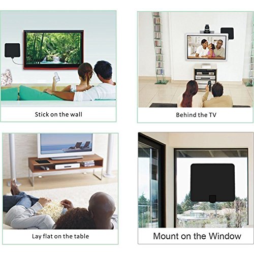 TV Antenna, [2019 Newest] Indoor Digital HDTV Amplified Antennas Freeview 4K 1080P HD VHF UHF for Local Channels 50-80 Miles Range with Amplifier Signal Amplifier Support All TV's-16.4ft/5M Coax Cable - Thumbnail 6