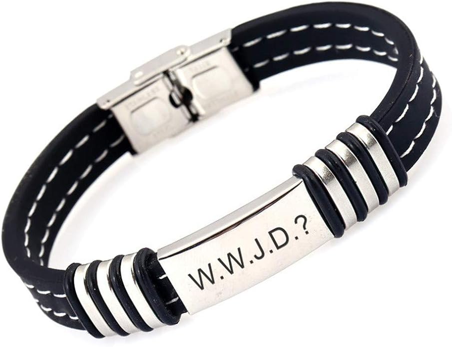 ForeverWill Stainless Steel Silicone What Would Jesus Do WWJD Bracelet